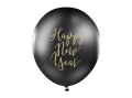 Balony Happy New Year! czarne 30 cm 14 cali 6 szt