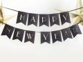 Baner Happy New Year czarny 170cm