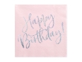 Serwetki happy birthday pudrowy róż 20szt