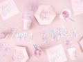 Talerzyki Happy B'day! pudrowy róż 20cm 6szt