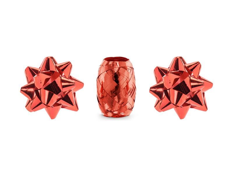 Wstążki i rozetki do prezentów czerwone 3szt.