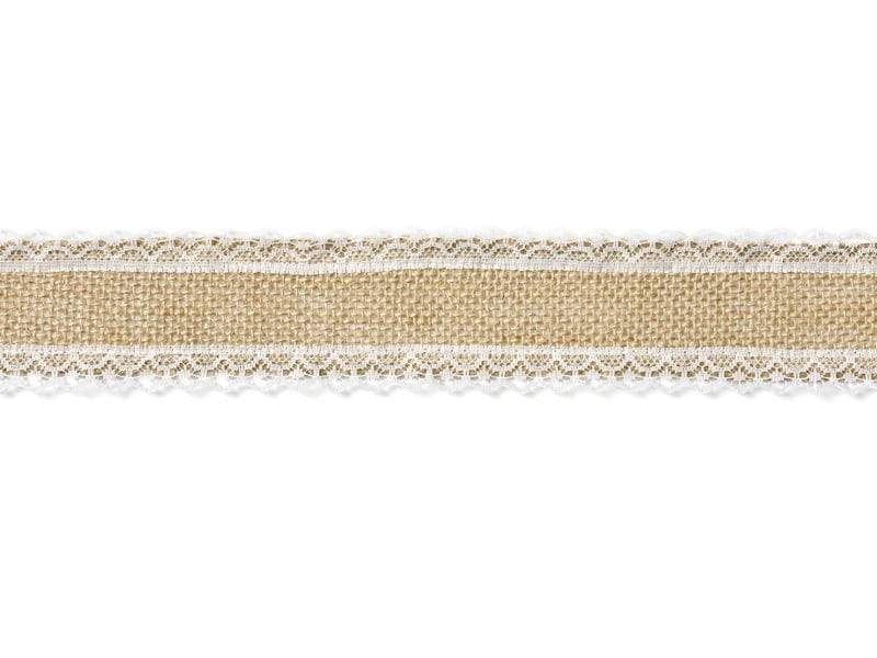 Taśma jutowa z koronką 5cm x 5m