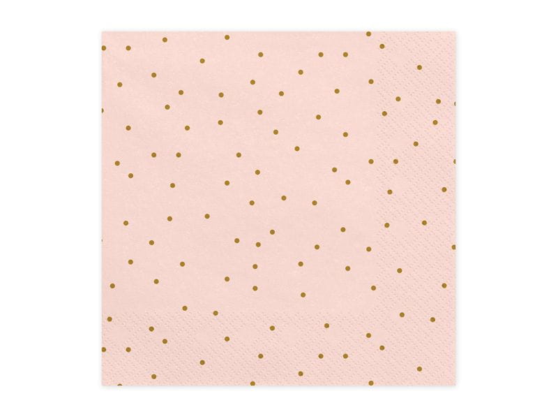 Serwetki papierowe jasnoróżowe w złote kropki 20szt.
