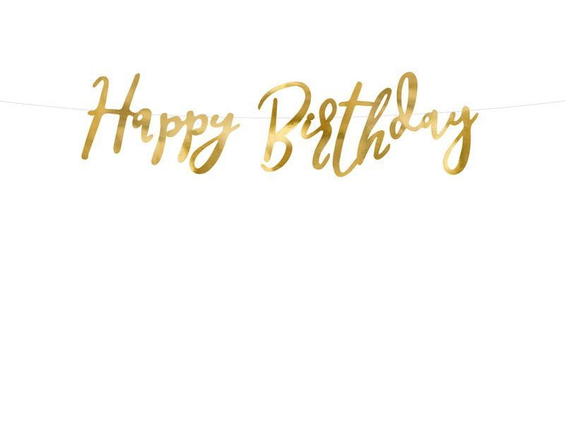 Baner Happy Birthday złoty 62cm