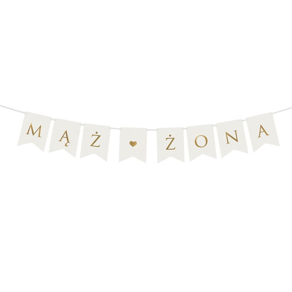 Baner weselny mąż i żona biały 110cm