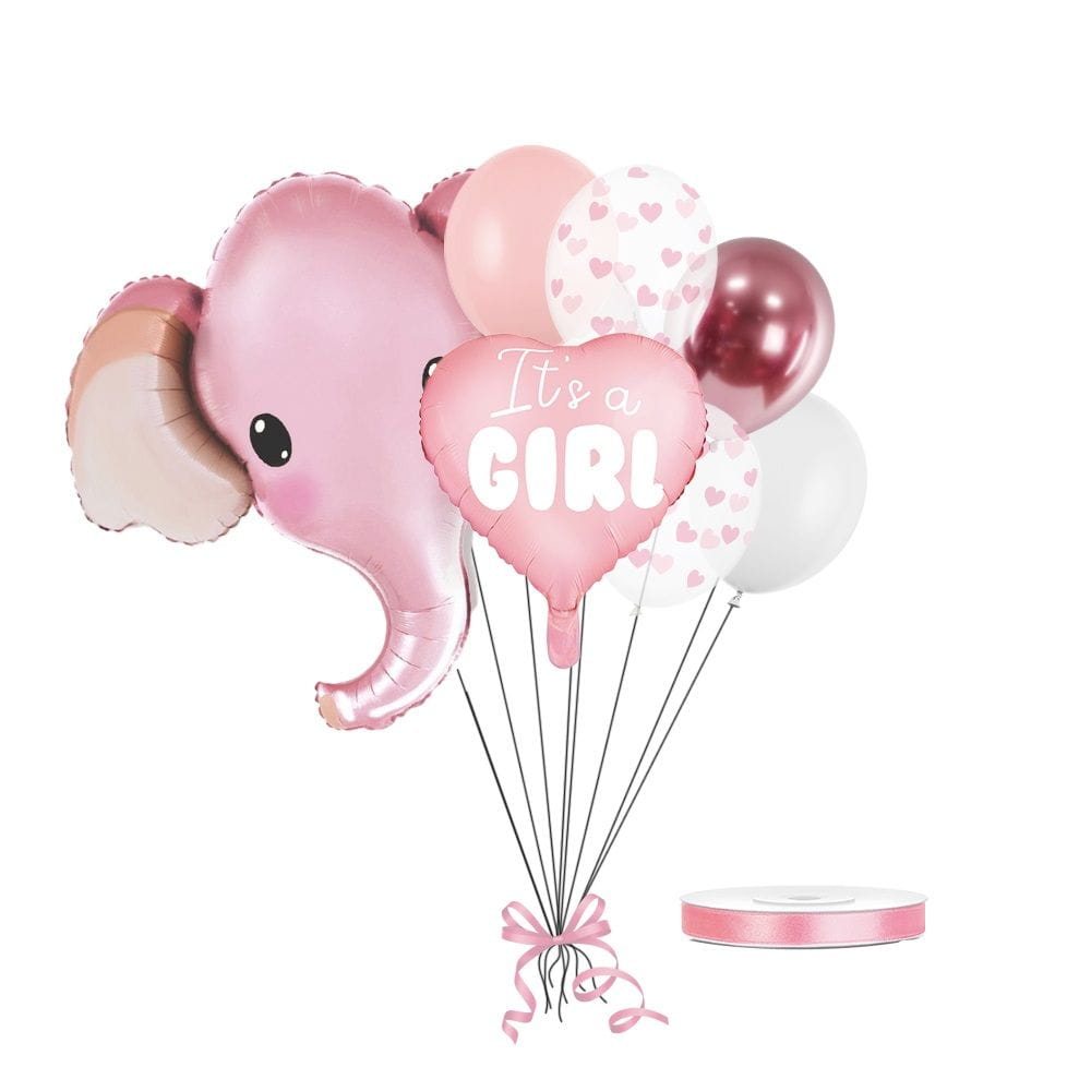 Bukiet z balonów słonik it's a girl różowy