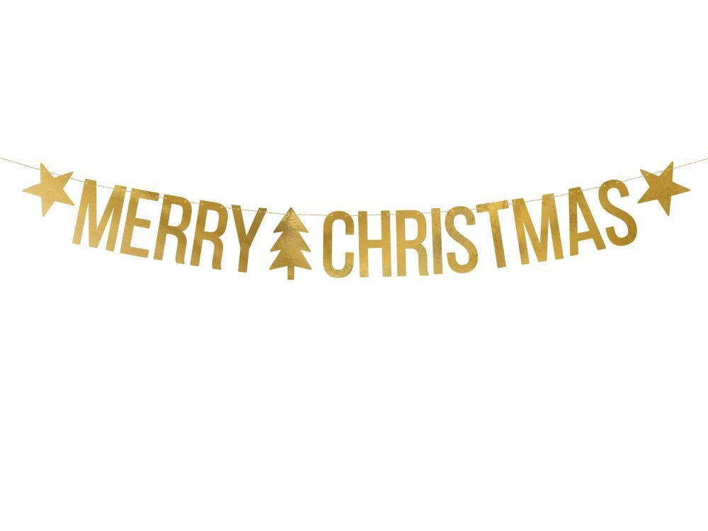 Baner Merry Christmas złoty 150cm