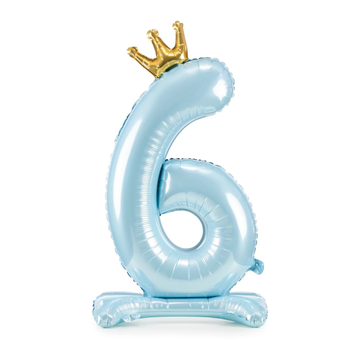 Balon foliowy stojący cyfra 6 błękitny 85 cm na powietrze