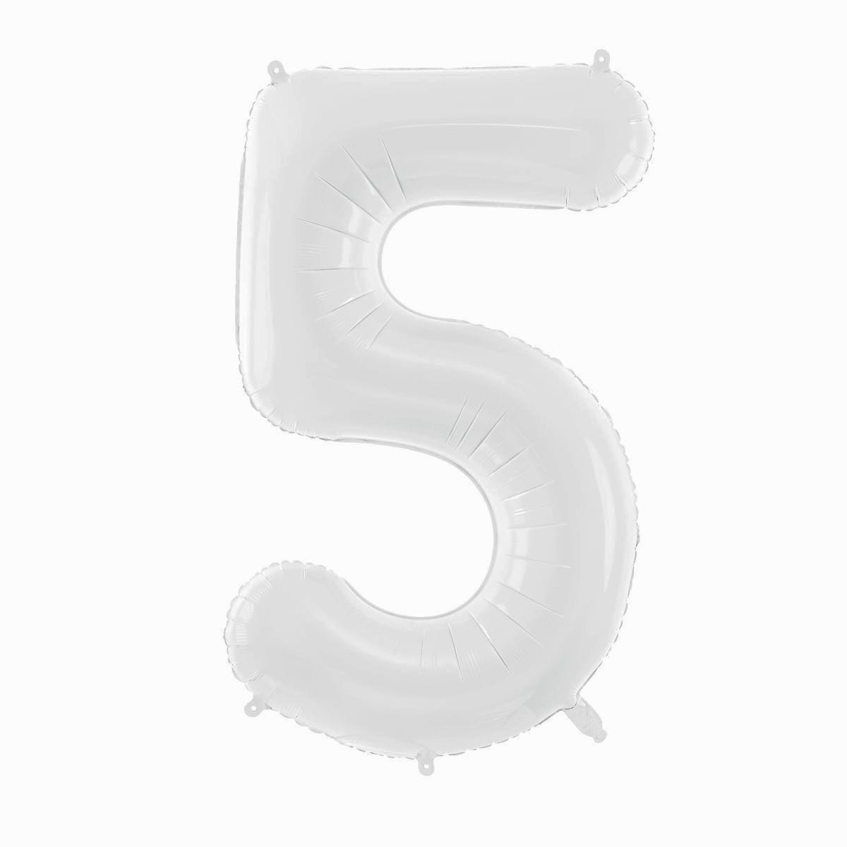 Balon foliowy cyfra 5 biały 85cm