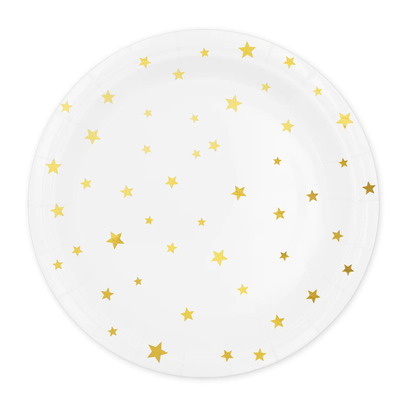 Talerzyki papierowe białe w złote gwiazdki 18 cm 6 sztuk