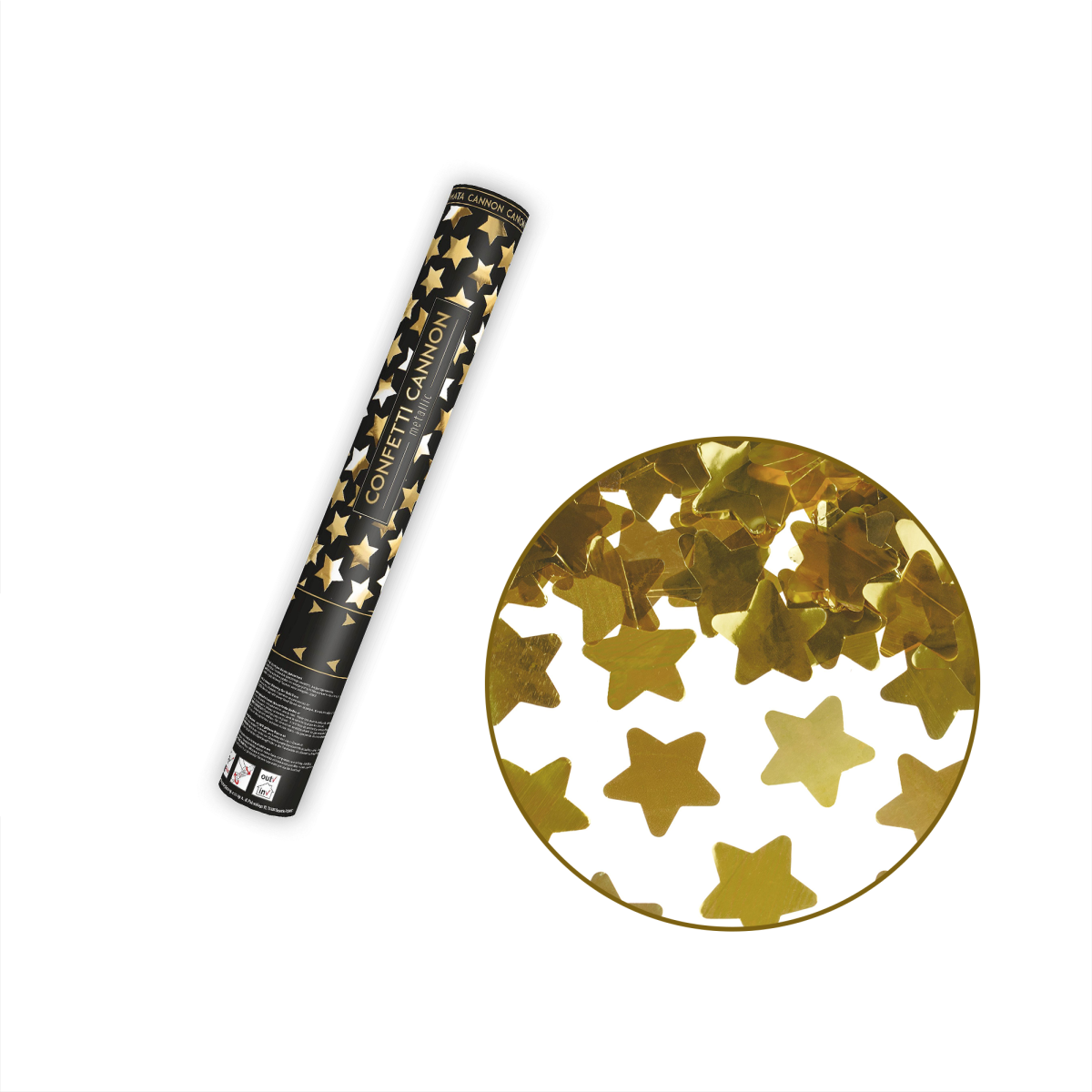 Tuba strzelająca konfetti złote gwiazdki 40 cm