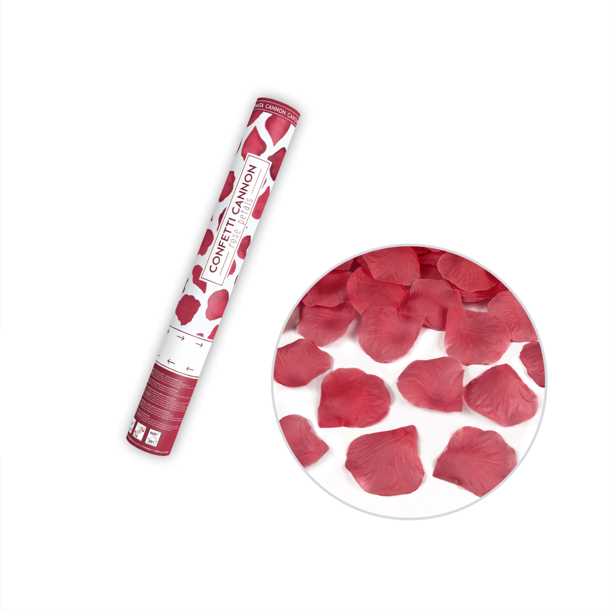Tuba strzelająca konfetti płatki róż bordowe 40 cm