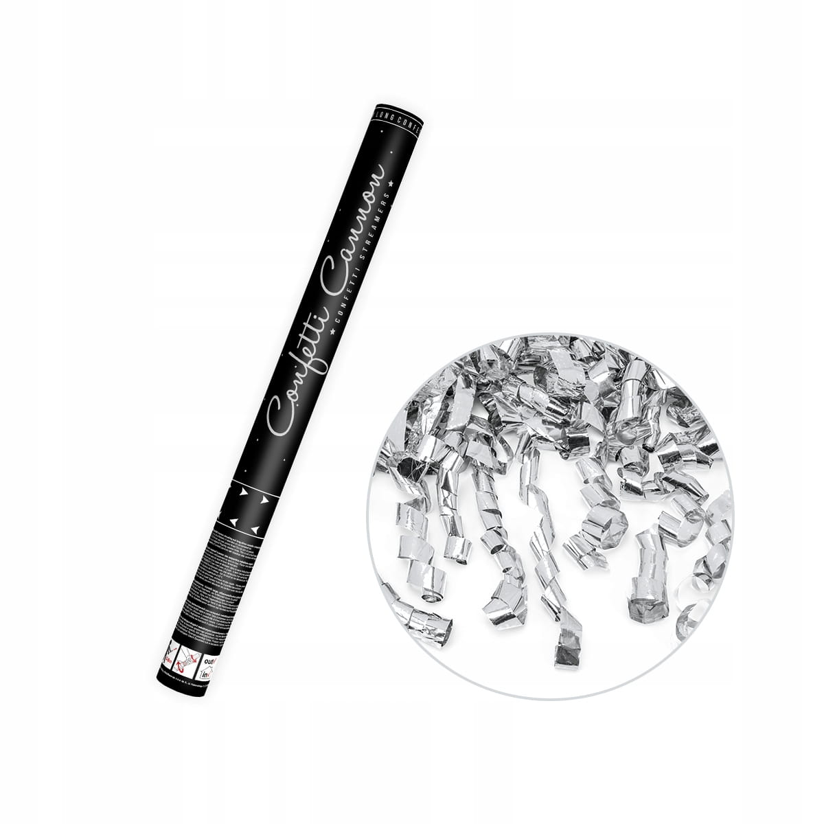 Tuba strzelająca serpentyny srebrne 60 cm