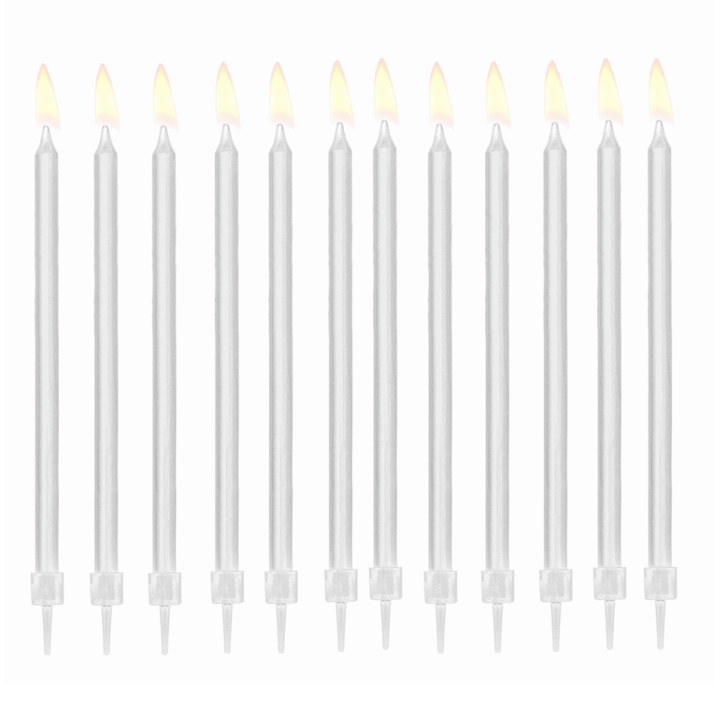 Świeczki urodzinowe długie białe 12 sztuk