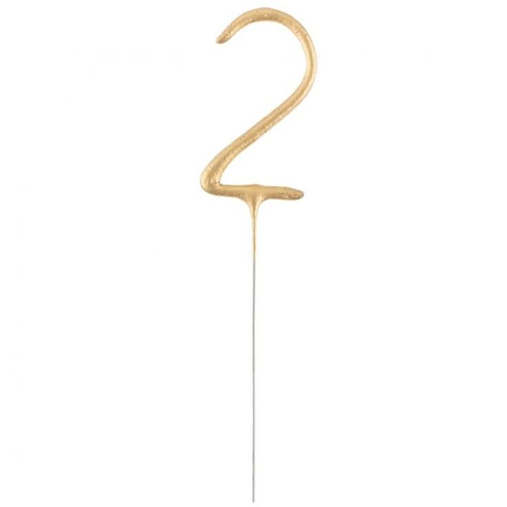 Zimny ognień cyfra 2 złota 17 cm 1 szt