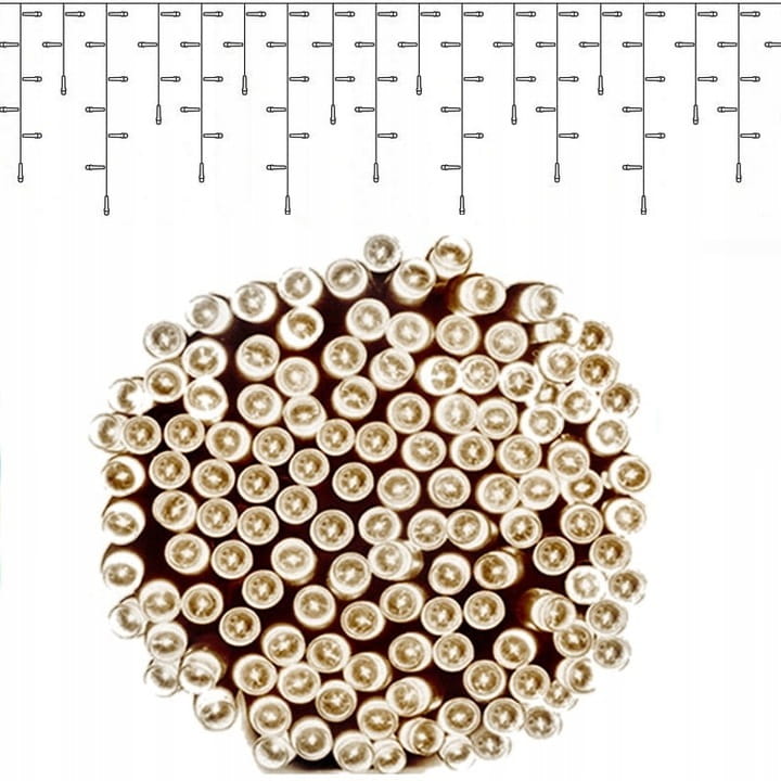 Lampki choinkowe sople 100 LED 4,5 m białe ciepłe