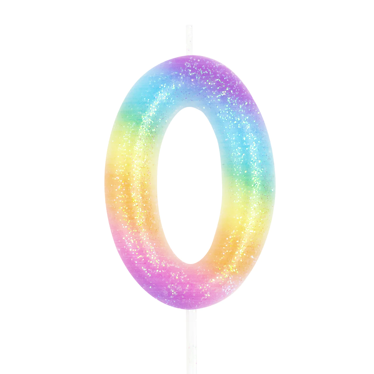Świeczka urodzinowa cyfra 0 tęczowa