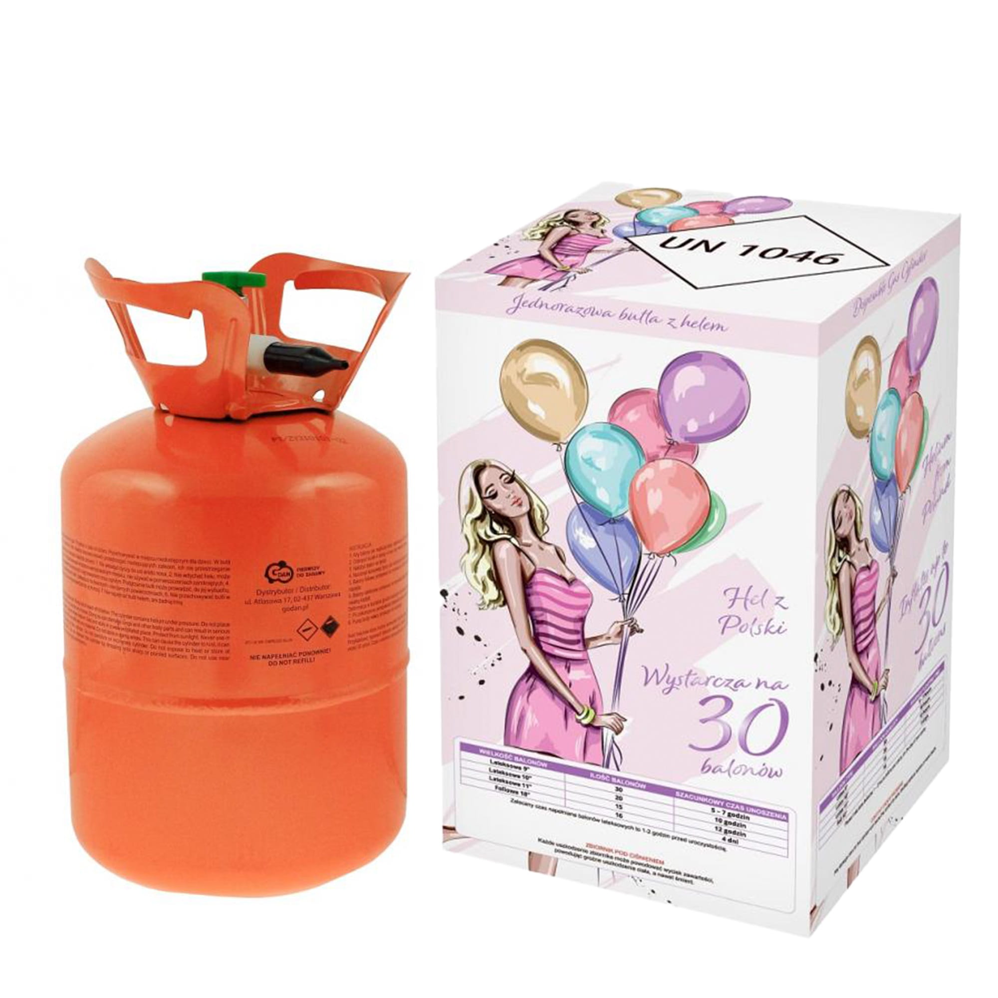 Butla z helem na 30 balonów