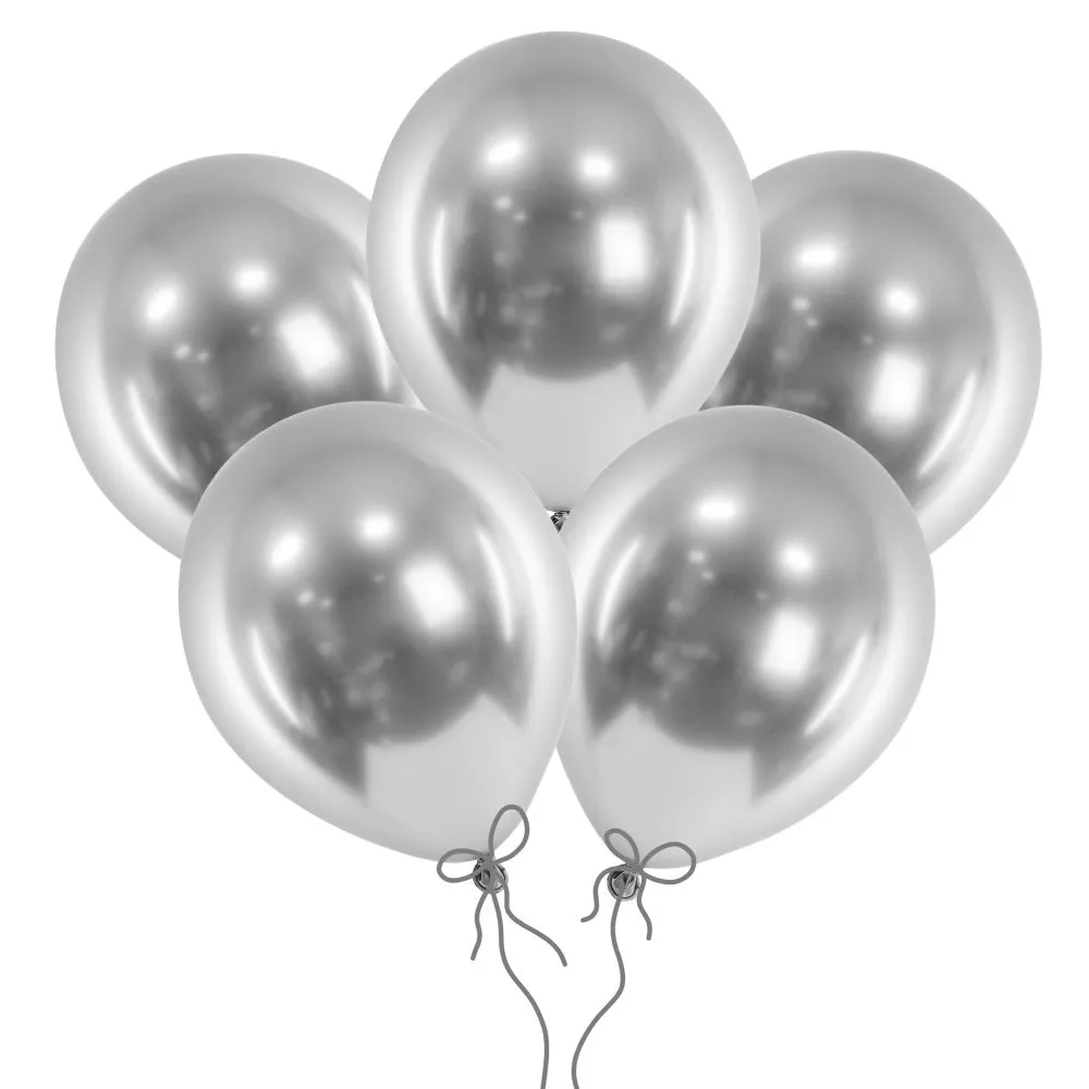 Balony srebrne chromowane glossy 46 cm 18 cali 5 szt