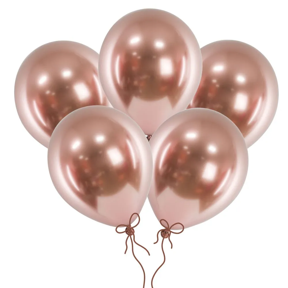 Balony złoty róż rose gold chromowane glossy 46 cm 18 cali 5 szt