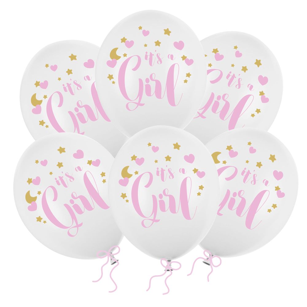 Balony It's a Girl 30 cm 14 cali 6 szt