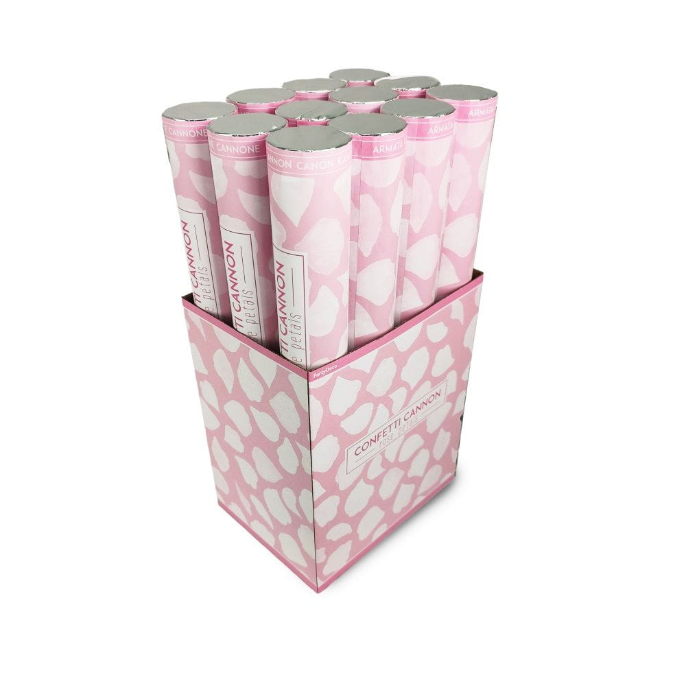 Tuby strzelające konfetti płatki róż białe 40 cm 72 szt