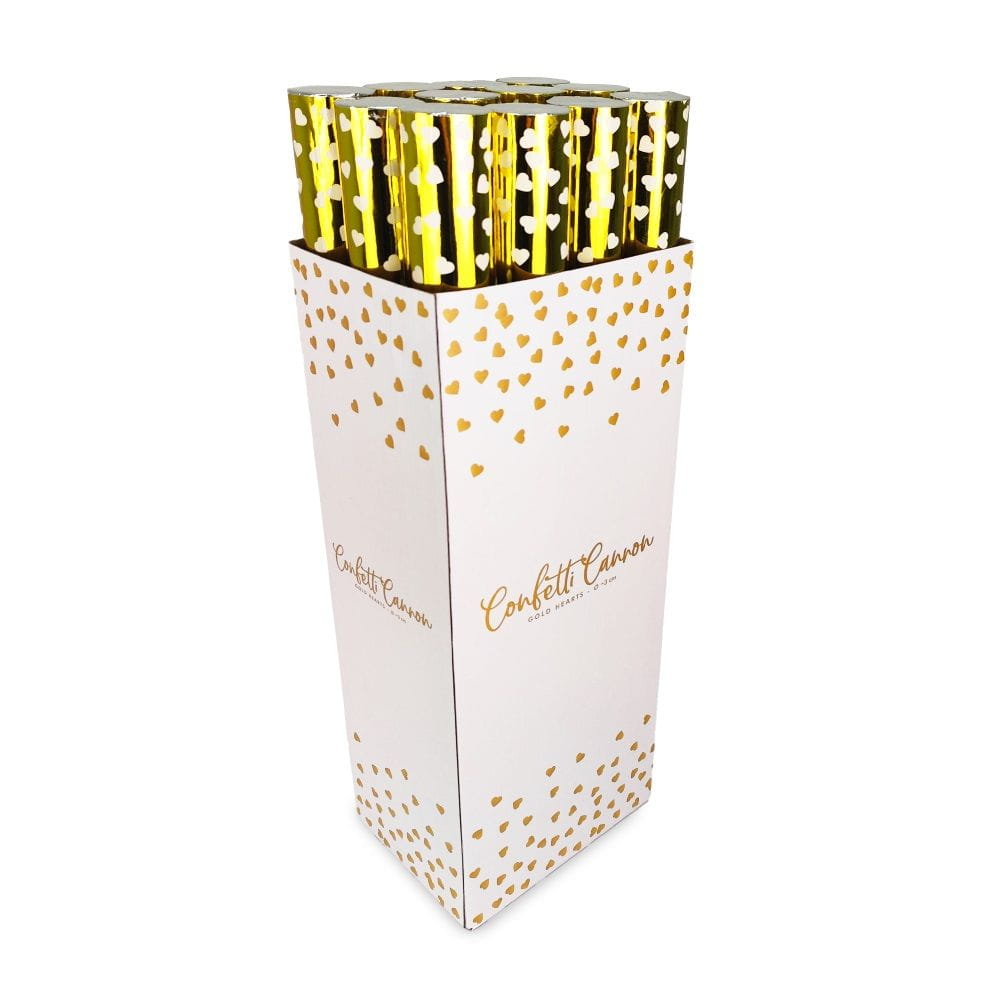 Tuby strzelające konfetti serca złote 60 cm 36 szt