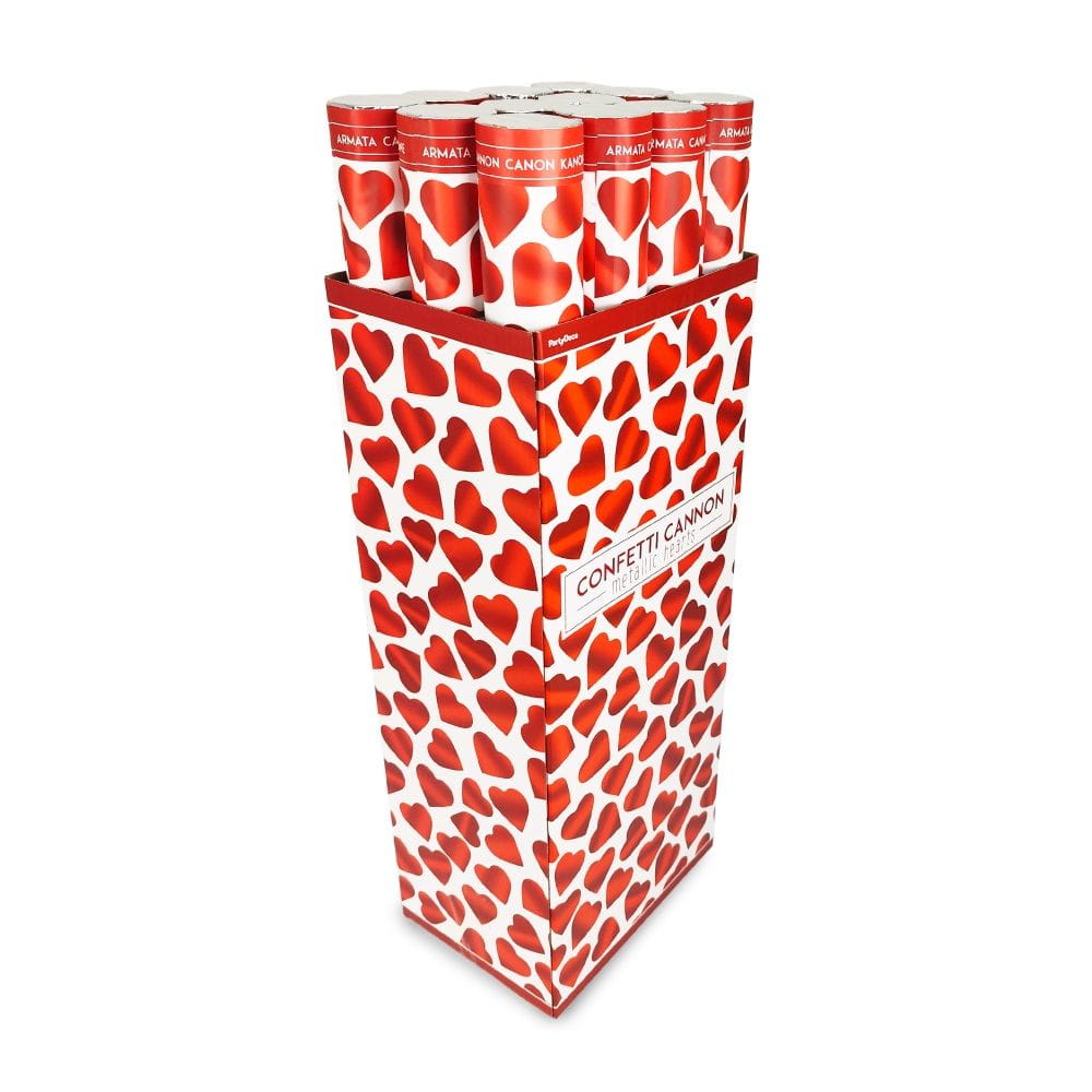 Tuby strzelające konfetti serca czerwone 60 cm 36 szt