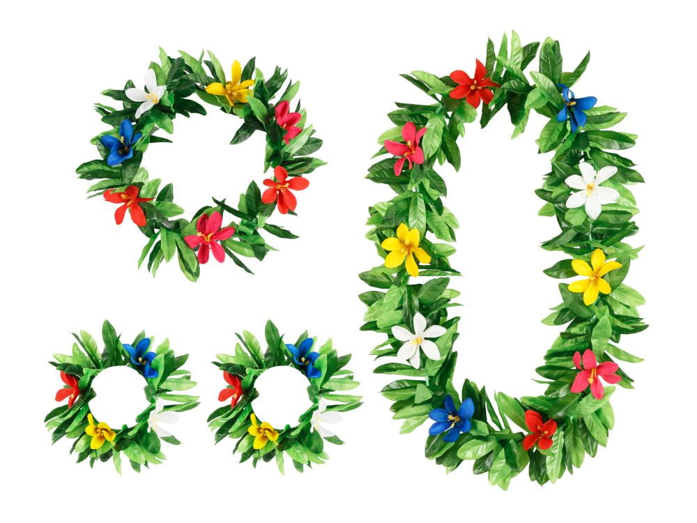 Naszyjnik hawajski wianek bransoletki zestaw liście aloha