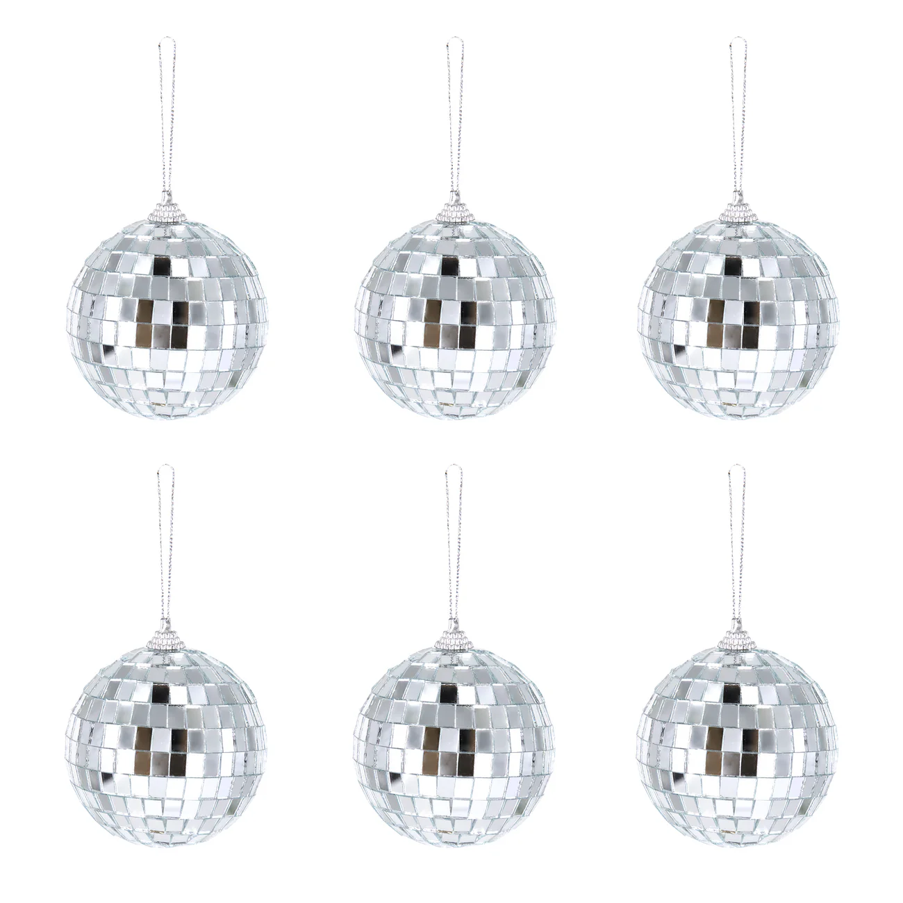 Bombka choinkowa kula disco srebrna 7 cm 6 szt