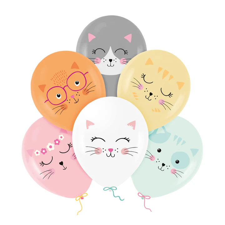 Balony Kotki 27 cm 12 cali 6 szt
