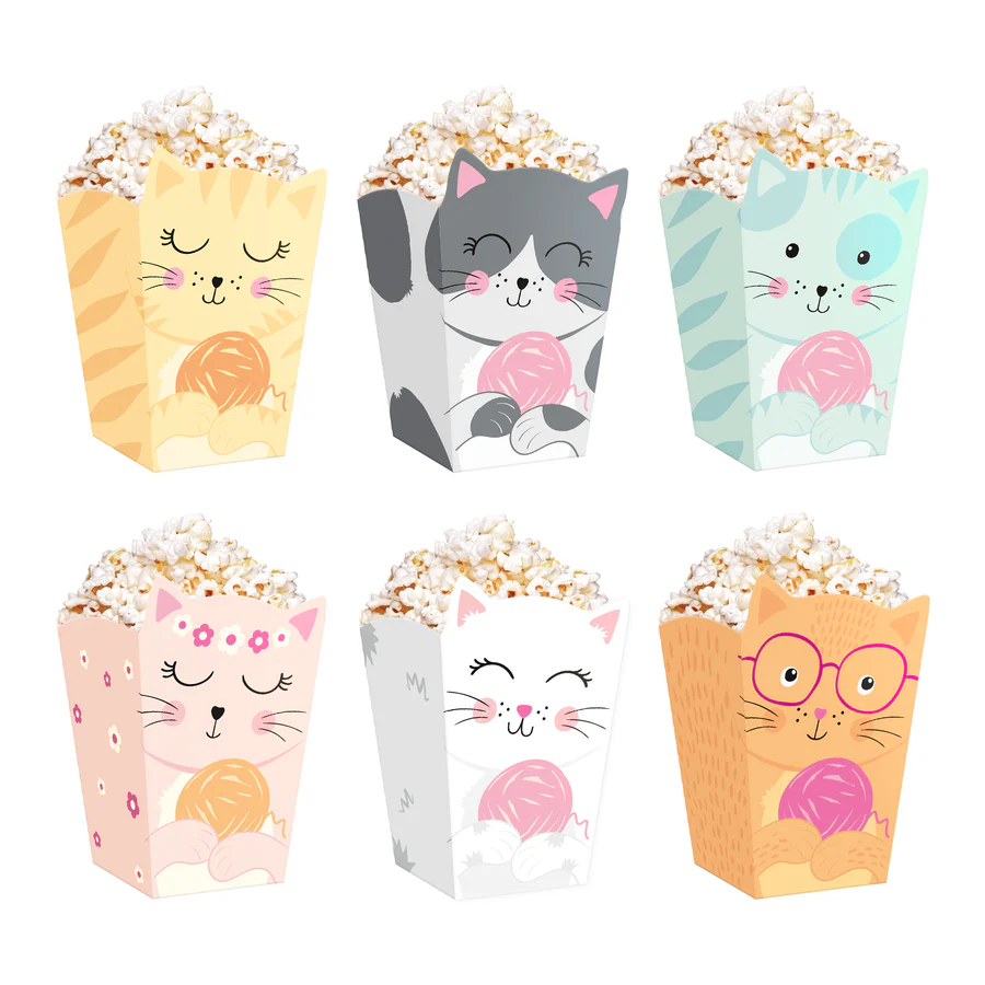 Pudełka na popcorn kotki 6 szt