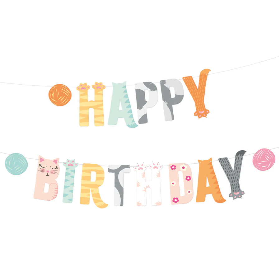 Baner urodzinowy happy birthday kotki 200 cm