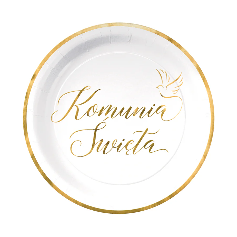 Talerzyki papierowe Komunia Święta 18 cm 6 szt