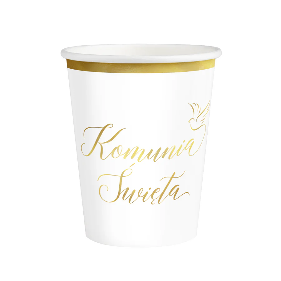 Kubeczki papierowe Komunia Święta 220 ml 6 szt
