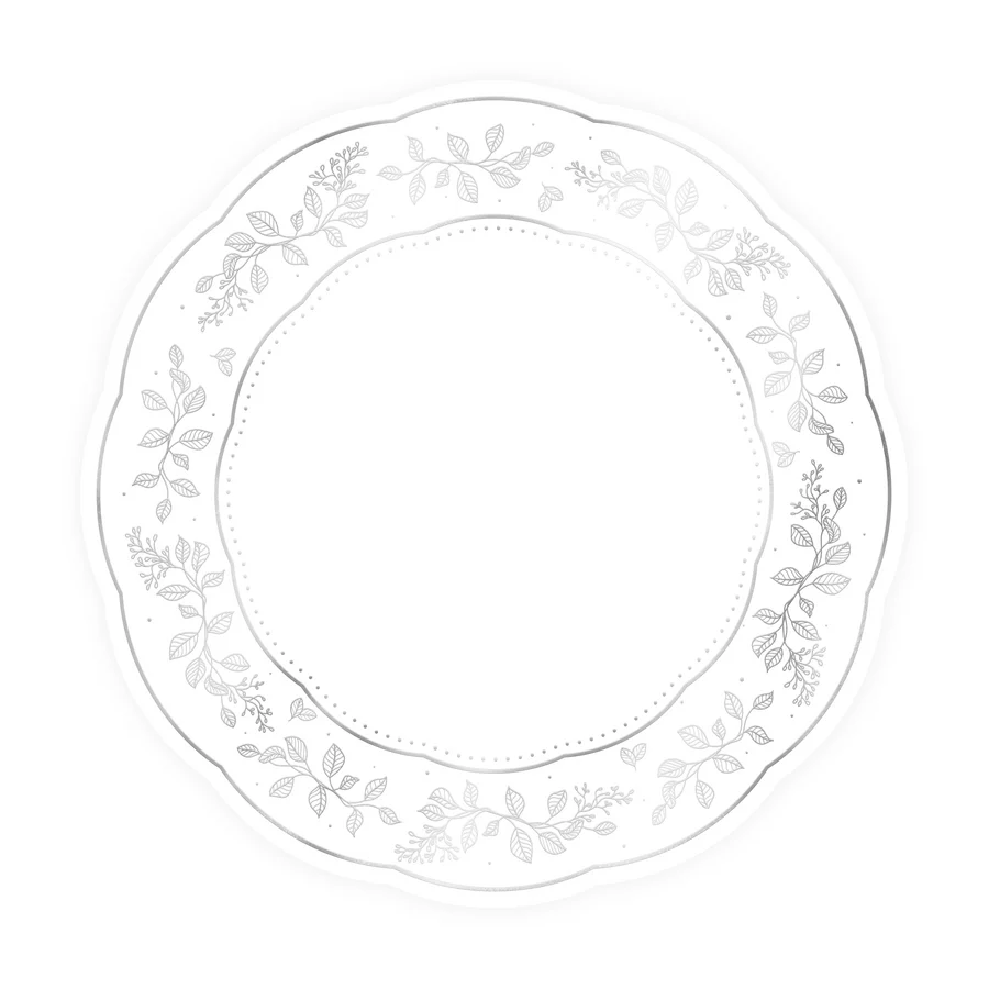 Papierowe podkładki pod talerze biało srebrne 30 cm 10 szt