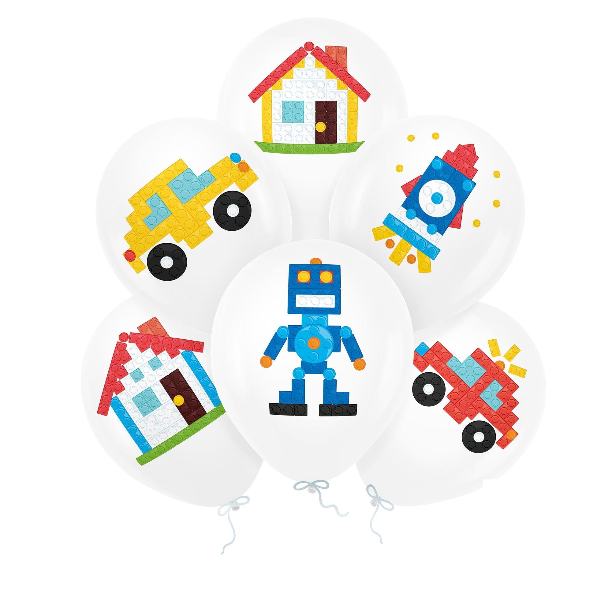 Balony urodzinowe Klocki 27 cm 12 cali 6 szt.