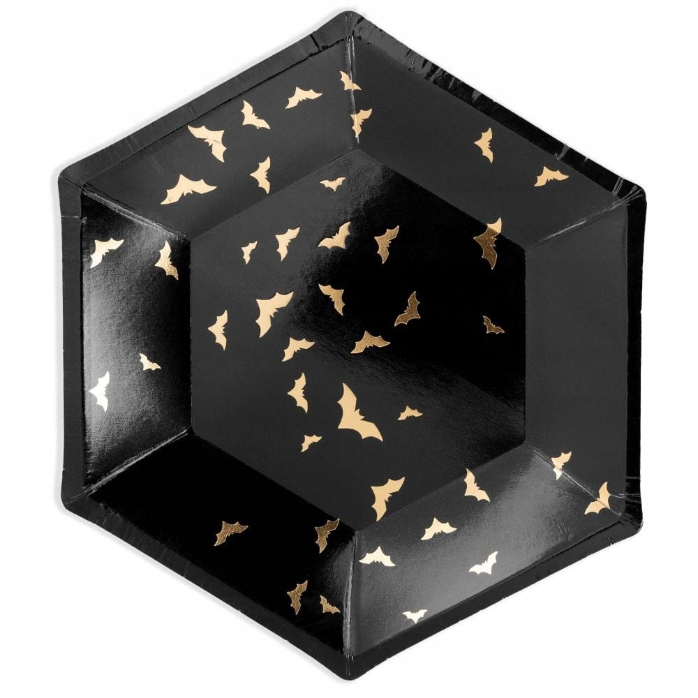 Talerzyki papierowe na Halloween czarne 20 cm 6 szt