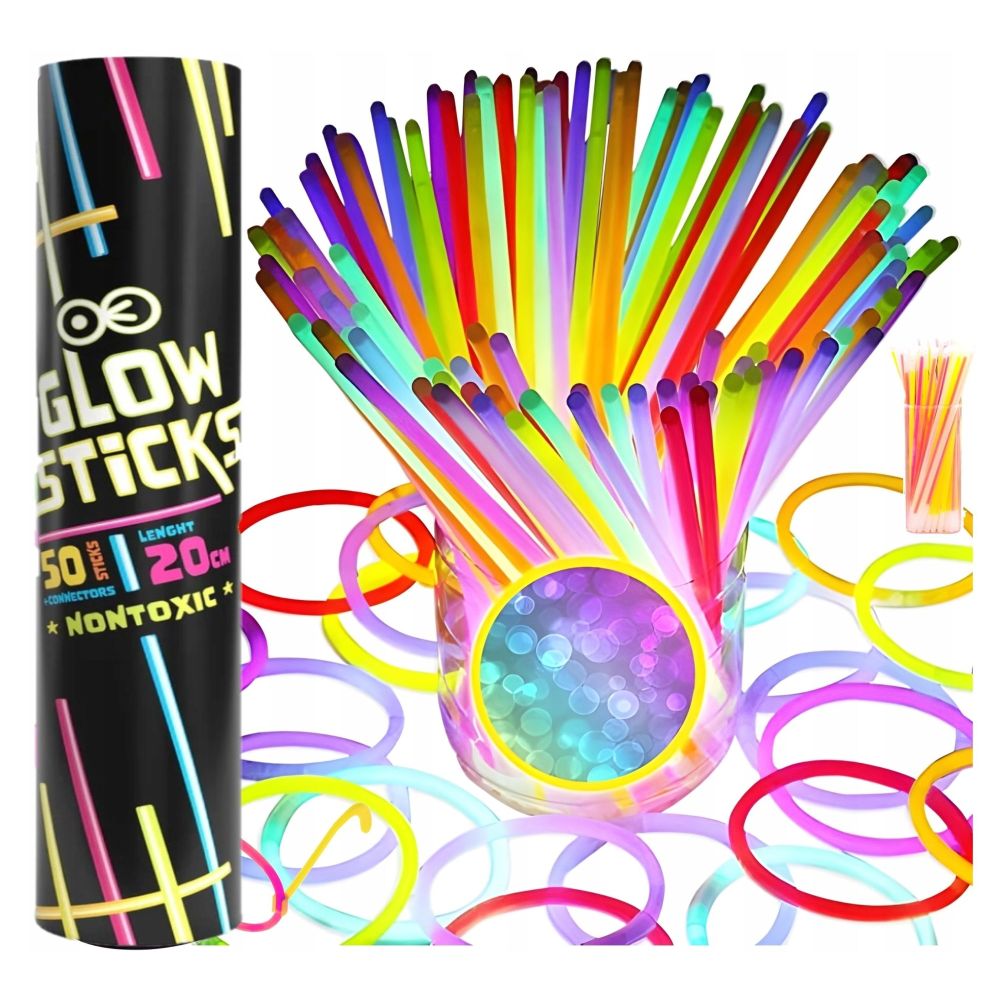 Bransoletki fluorescencyjne świecące opaski Glow Sticks 50 szt