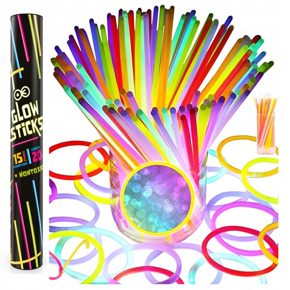 Bransoletki fluorescencyjne świecące opaski Glow Sticks 15 szt
