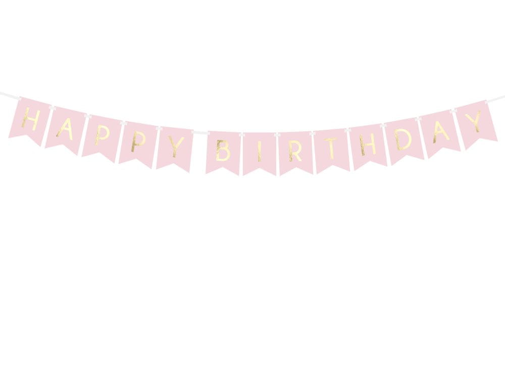 Baner happy birthday różowy 175cm