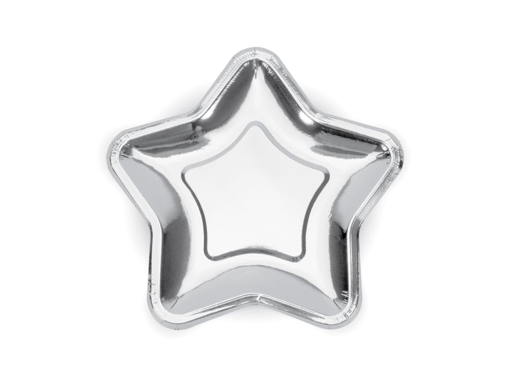 Talerzyki gwiazdka srebrne 18cm 6szt.