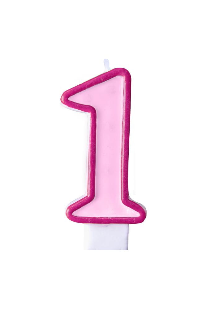 Świeczka urodzinowa cyferka 1 różowa