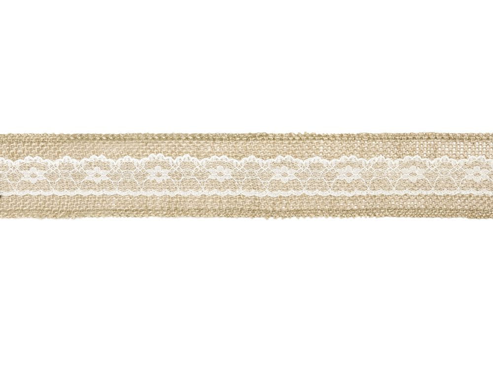 Taśma jutowa z koronką 5cm x 5m