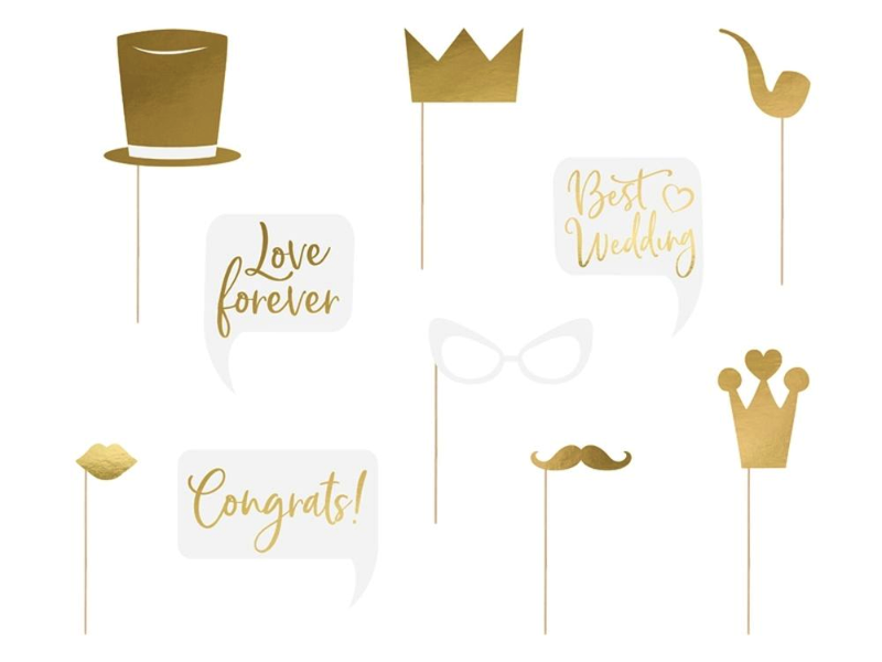 Gadżety do fotobudki na ślub złote