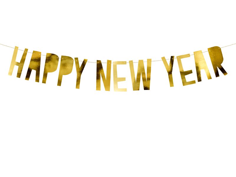 Baner Happy New Year złoty 90cm